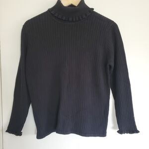 Vintage Westbound Turtleneck Women's M Black Ruffle Neck Ribbed 90's